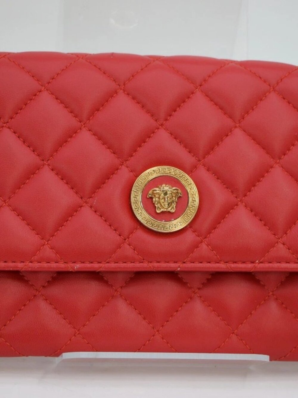 Versace Medusa Chain Crossbody Leather Quilted DBS1159S - Red/Gold